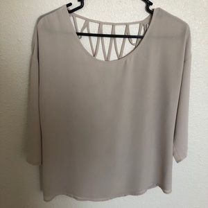 EXPRESS - Sheer Cream Open Back Blouse (S)